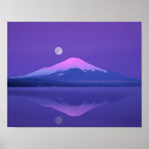 Fuji Below Moon Poster