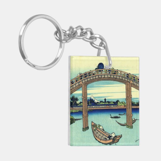 Fuji gesehen durch die Mannen Brücke bei Fukagawa Schlüsselanhänger (Vorderseite links)