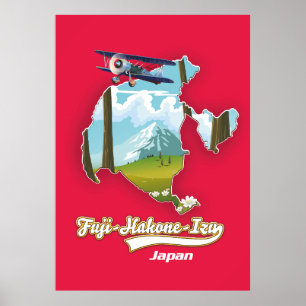 Fuji hakone izu Nationalpark, japan map Poster