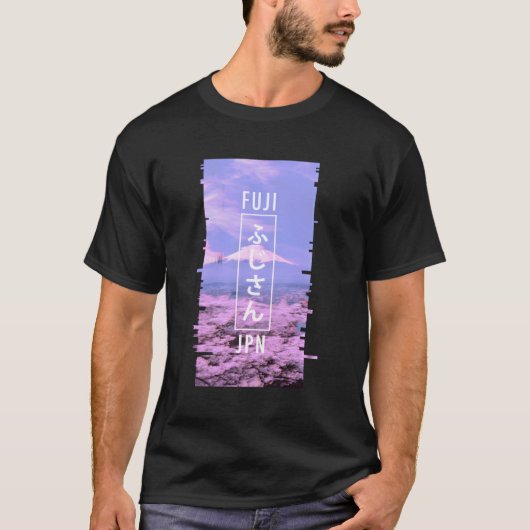 Fuji Japan Glitch Art Japanisch Otaku Vaporwave T-Shirt (Vorderseite)