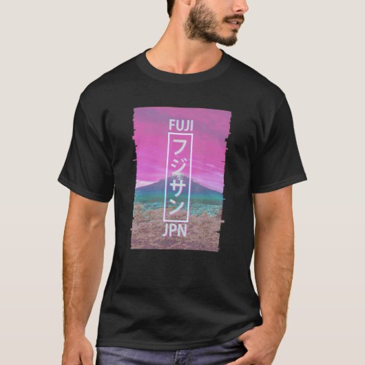Fuji Japan Glitch Japanisch Vaporwave Ästhetik T-Shirt (Vorderseite)