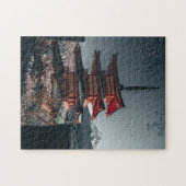 Fuji Japan Pagoda Cherry Blüten Puzzle (Horizontal)