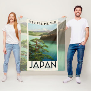 Fuji Japan Reiseplakat Vintage Kunst Fleecedecke