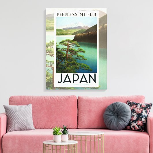 Fuji Japan Reiseplakat Vintage Kunst Leinwanddruck (Insitu (Wohnzimmer))