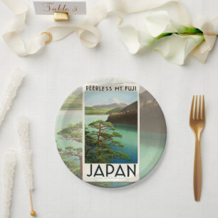 Fuji Japan Reiseplakat Vintage Kunst Pappteller