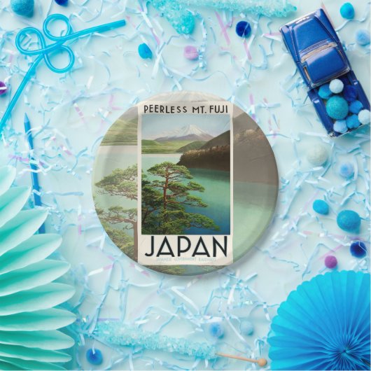 Fuji Japan Reiseplakat Vintage Kunst Pappteller (Party)