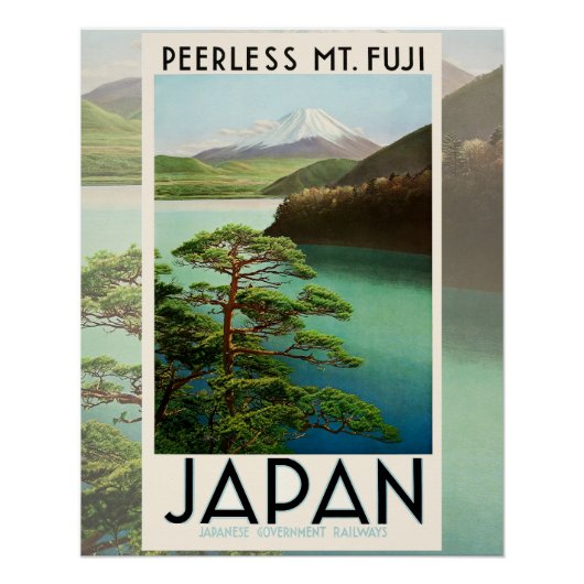 Fuji Japan Reiseplakat Vintage Kunst Poster (Vorderseite)