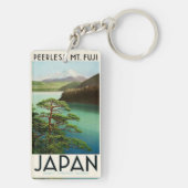 Fuji Japan Reiseplakat Vintage Kunst Schlüsselanhänger (Rückseite)