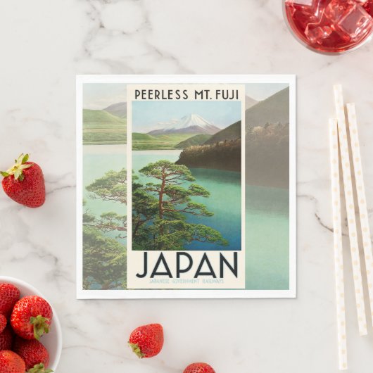 Fuji Japan Reiseplakat Vintage Kunst Serviette (Beispiel)