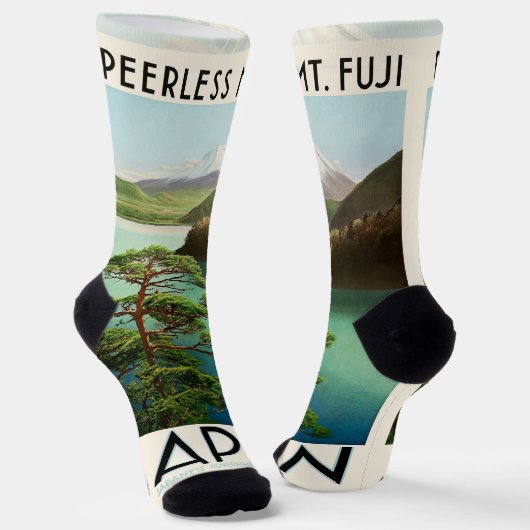Fuji Japan Reiseplakat Vintage Kunst Socken (Gewinkelt)