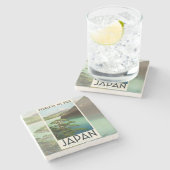 Fuji Japan Reiseplakat Vintage Kunst Steinuntersetzer (Seitenansicht)