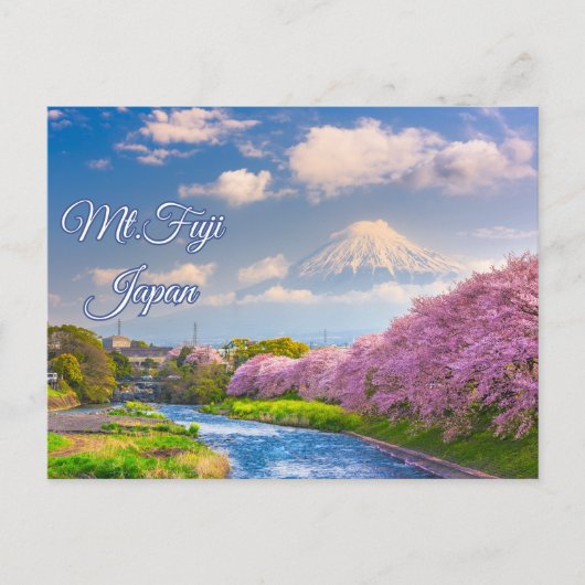 Fuji Japan River, Cherry Blossom Spring Postkarte (Vorderseite)