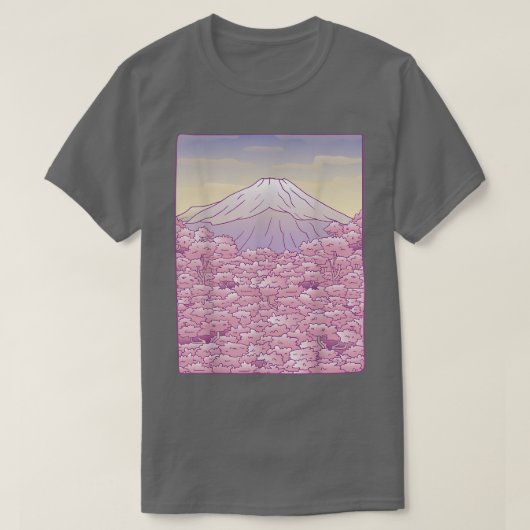 Fuji Japanese Sakura Cherry Blossom Tree Japan Gra T-Shirt (Design vorne)