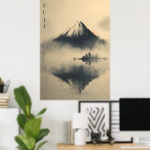 FUJI - Minimalist Sumi-e Ink Poster (Heimbüro)