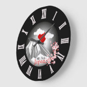 Fuji mit Cherry Blossom Abstrakte Landschaft Große Wanduhr (Winkel)