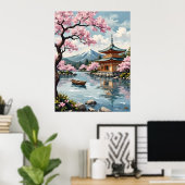 Fuji mit Kirschblüten Poster (Heimbüro)