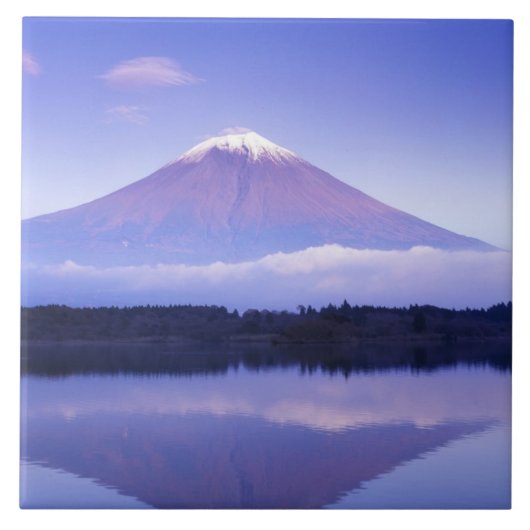 Fuji mit Lenticular Cloud, Motosu Lake, Fliese (Vorderseite)