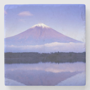 Fuji mit Lenticular Cloud, Motosu Lake, Steinuntersetzer