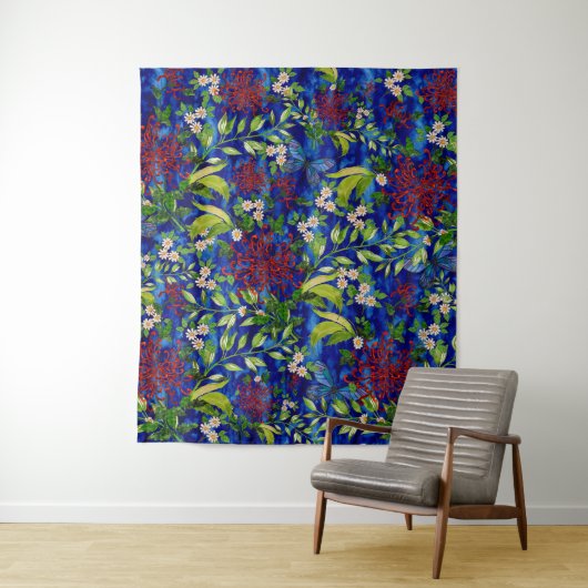 Fuji Mums Daisies und Schmetterlinge Wandteppich (Beispiel)