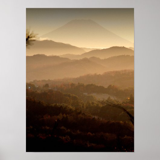 Fuji über den Hügeln Poster (Vorne)