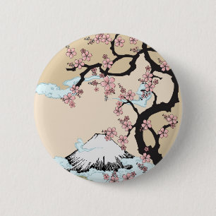 Fuji und Kirschblüte-Knopf Button
