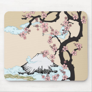 Fuji und Kirschblüte Mousepad