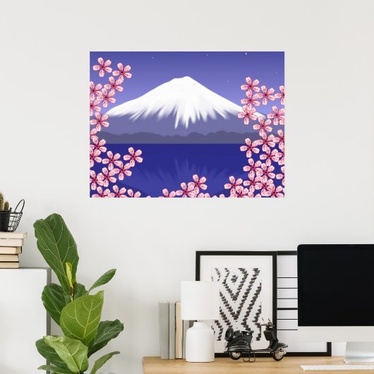 Fuji und Sakura blühen Poster (Heimbüro)