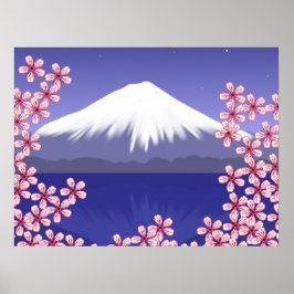 Fuji und Sakura blühen Poster
