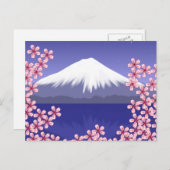 Fuji und Sakura blühen Postkarte (Vorne/Hinten)