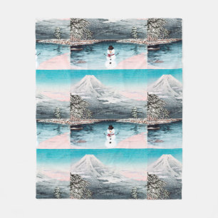 Fuji und Snowman Fleecedecke