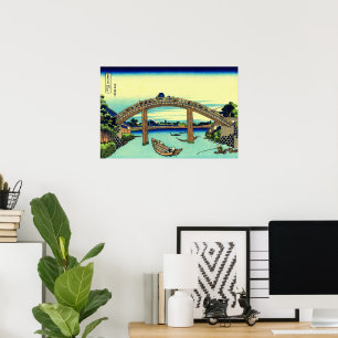 Fuji unter der Mannen-Brücke bei Fukagawa Hokusai Poster