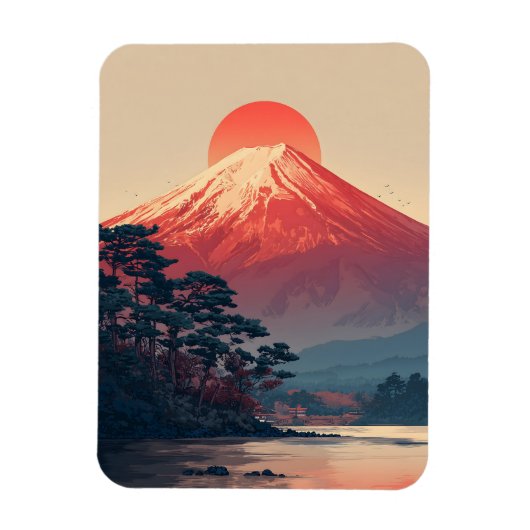 Fujisan im Vintage-Stil Magnet (Vertikal)