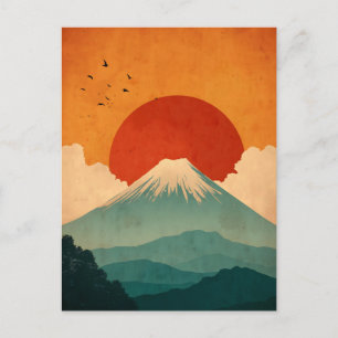 Fujisan im Vintage-Stil Postkarte