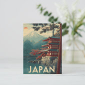 Fujisan im Vintage-Stil Postkarte (Stehend Vorderseite)