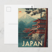 Fujisan im Vintage-Stil Postkarte (Vorne/Hinten)