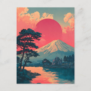 Fujisan im Vintage-Stil Postkarte