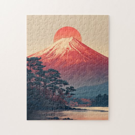 Fujisan im Vintage-Stil Puzzle (Vertikal)