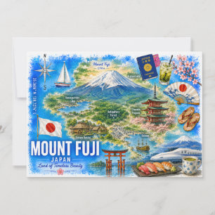 Fujisan Japan Aquarell Reise-Postkarte Einladung
