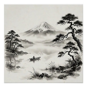 Fujisan Japan Tusche-Landschaft Poster