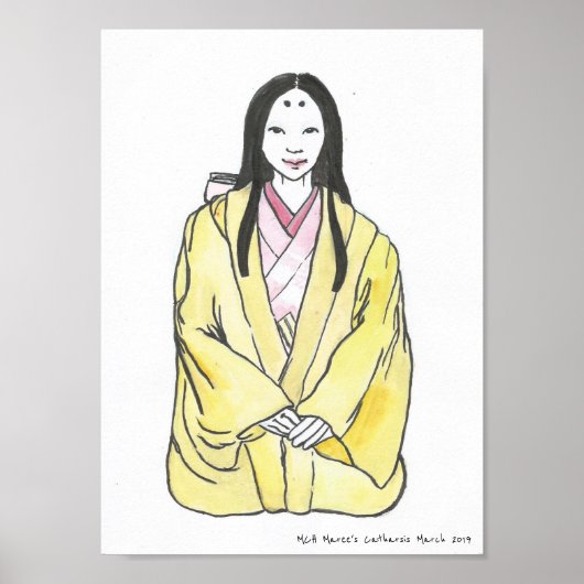 Fujiwara Lady - Alte historische japanische Mode Poster (Vorne)