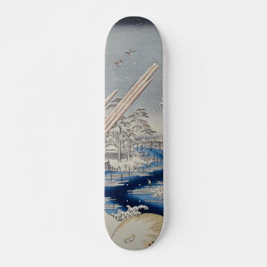 Fukagawa Lumberyards in Snow Vintag Ukiyo-e Skateboard (Vorne)