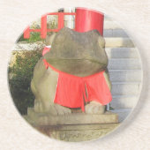 Fuku Kaeru 福 か え Fortune Frog mit Red Yodarekake Getränkeuntersetzer (Vorne)