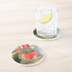 Fuku Kaeru 福 か え Fortune Frog mit Red Yodarekake Getränkeuntersetzer