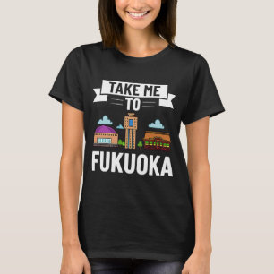 Fukuoka Japan City Skyline Karte T-Shirt