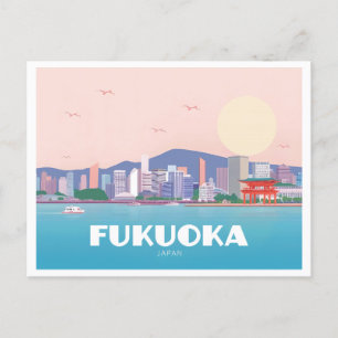 Fukuoka Japan Pastel Travel Postkarte