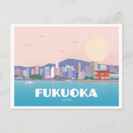 Fukuoka Japan Pastel Travel Postkarte