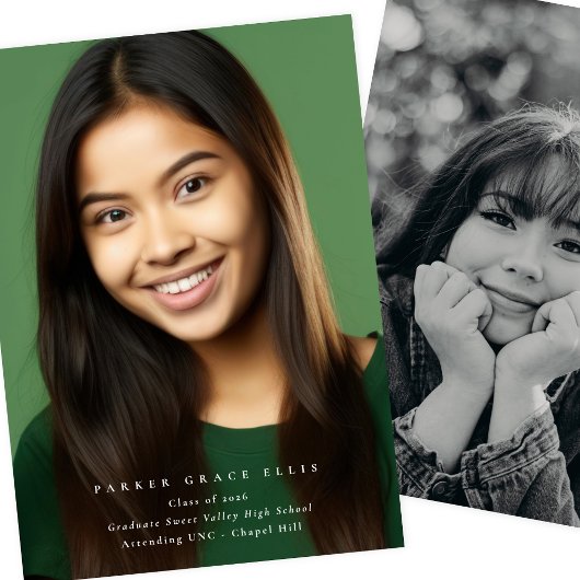 Full Bleed Modern 2 Photo Graduation Announcement Ankündigung