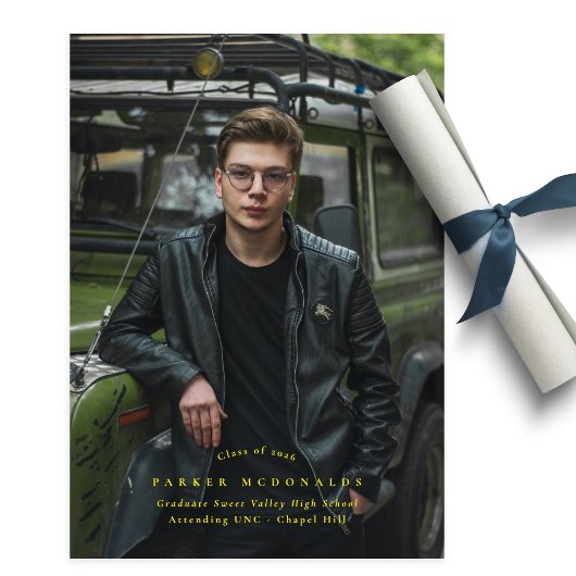 Full Bleed Photo Yellow Graduation Announcement Ankündigung