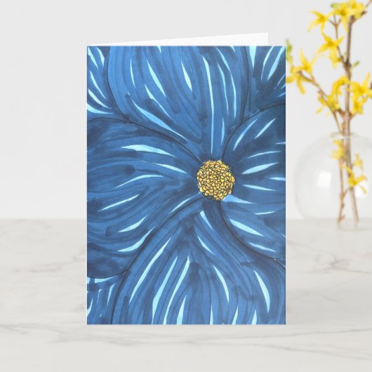 Full Blue Flower Blank Karte (Gelbe Blume)