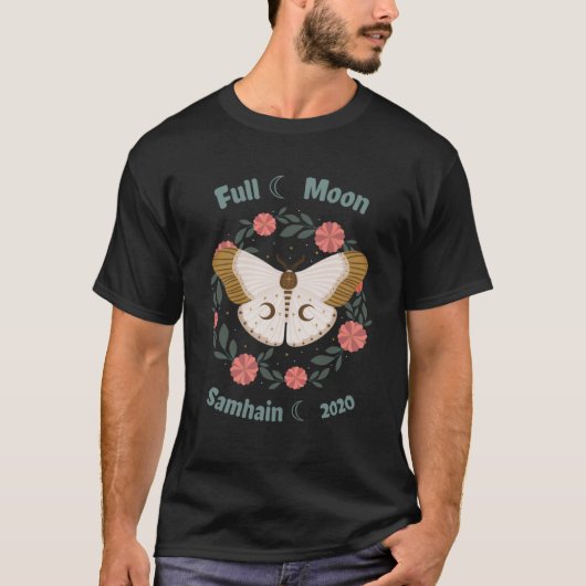 Full Blue Moon Samhain 2020 Moth Garland T-Shirt (Vorderseite)